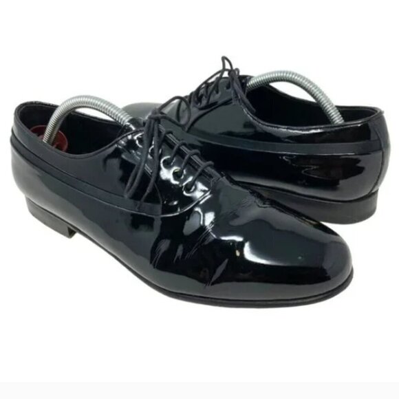 Mezlan Tuxedo Spanish Black Patent Leather Lace Up Shoes - Size 7.5 main image 4